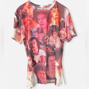 Graphic Collage Harry Styles Vintage T-Shirt - Red